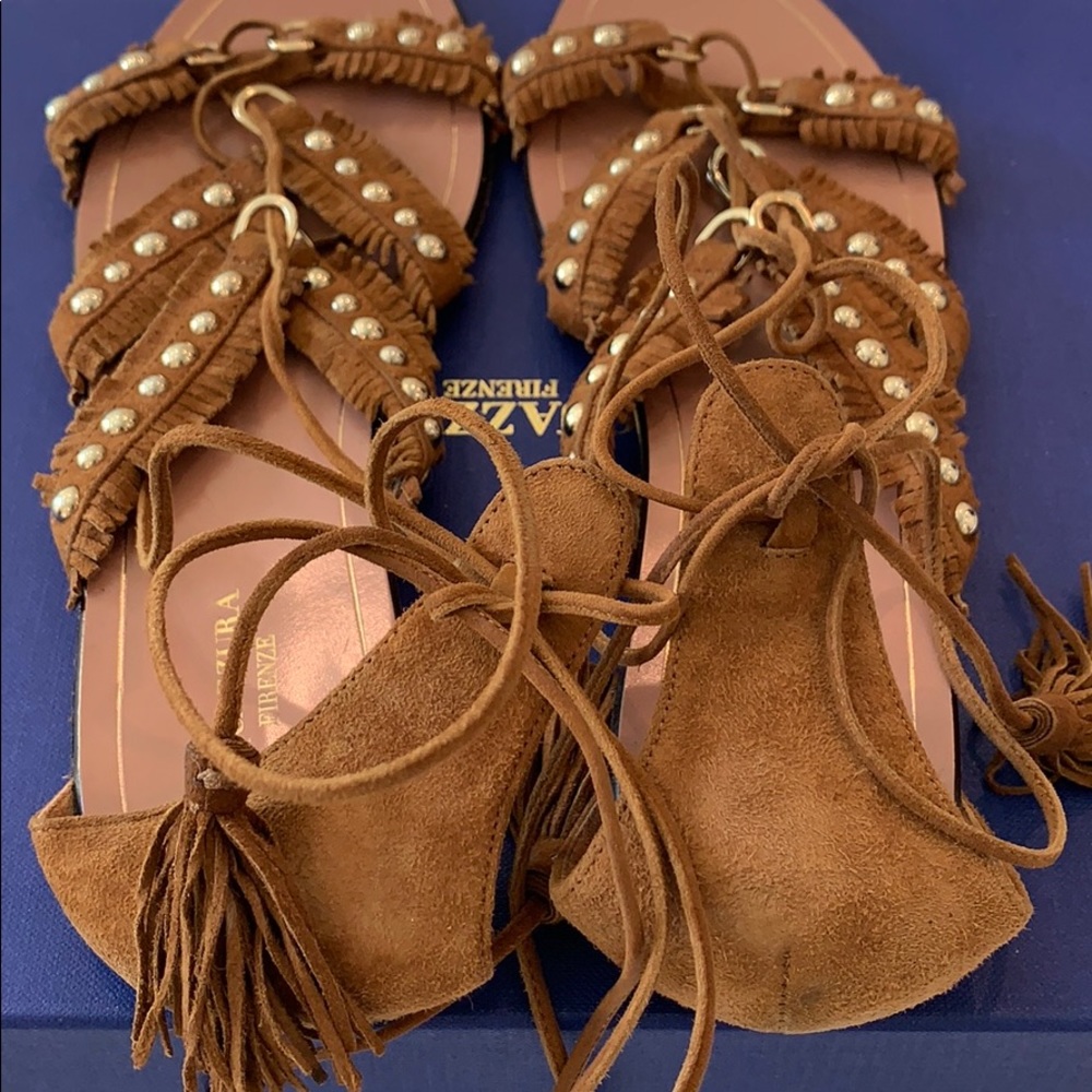 Aquazurra Tan Lace-up Sandal! Size: 38 - Picture 3 of 6